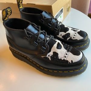 Dr. Martens leather and calf hair boots with studs